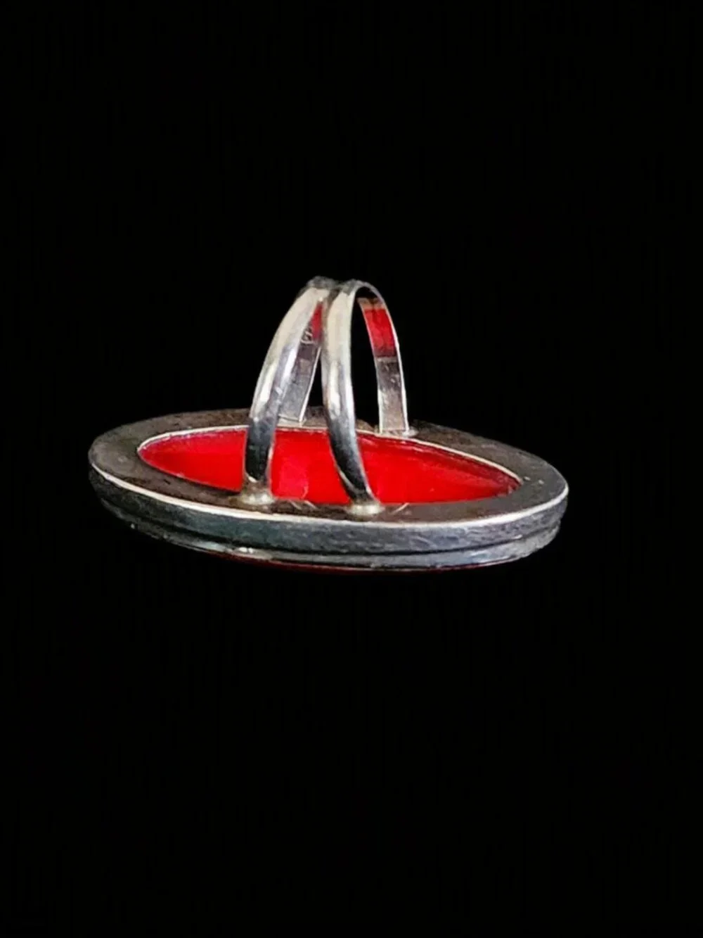VTG 80s Sterling Silver 925 Oversized Red Coral Statement Ring 10.6g Size 7